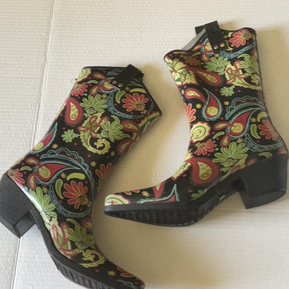Nomad Black and Red  Rain Boots cowgirl western festival - Picture 4 of 4